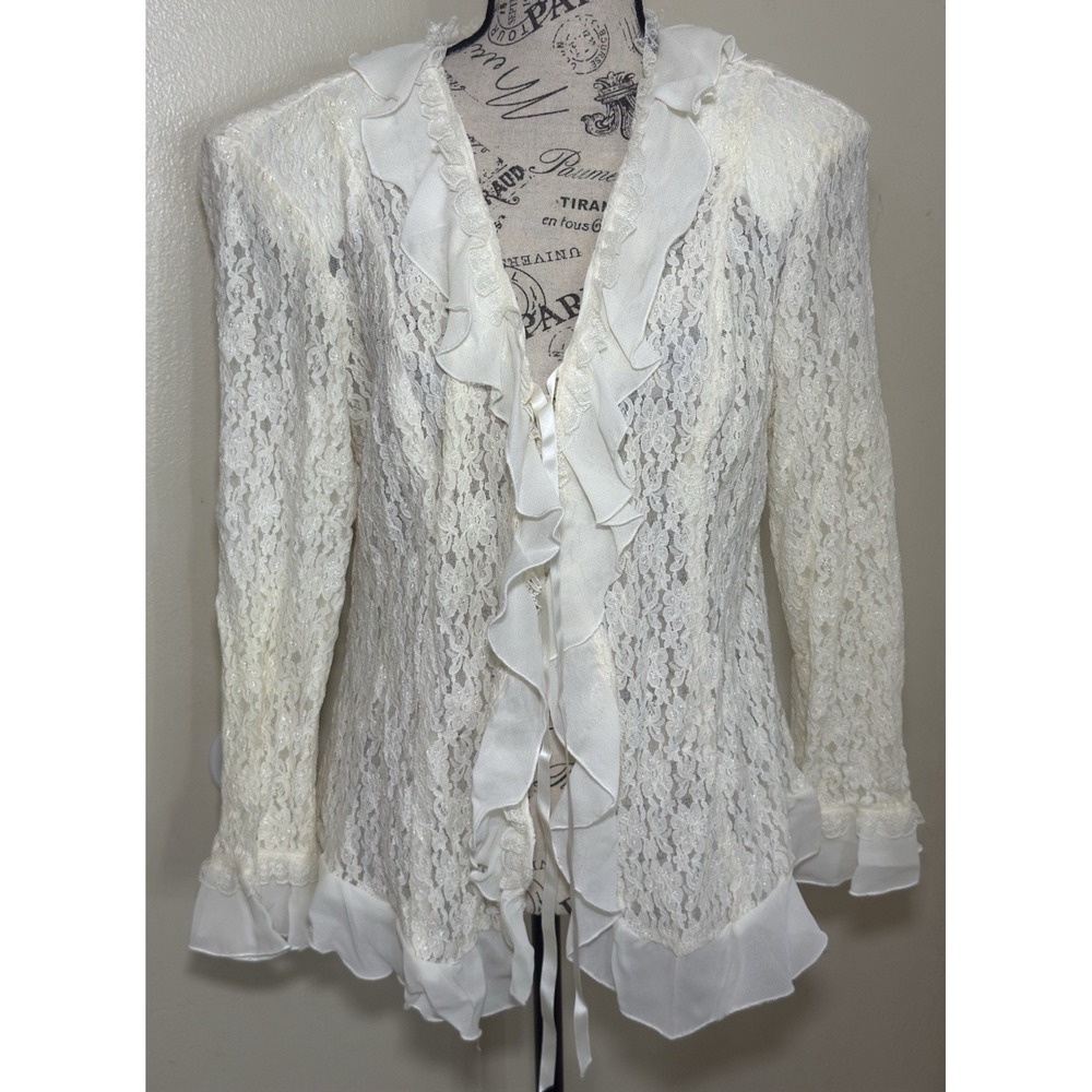 Lace Cardigan Ruffles 16 Fairy Coquette Romantic Open Front Ren Fair Whimsigoth